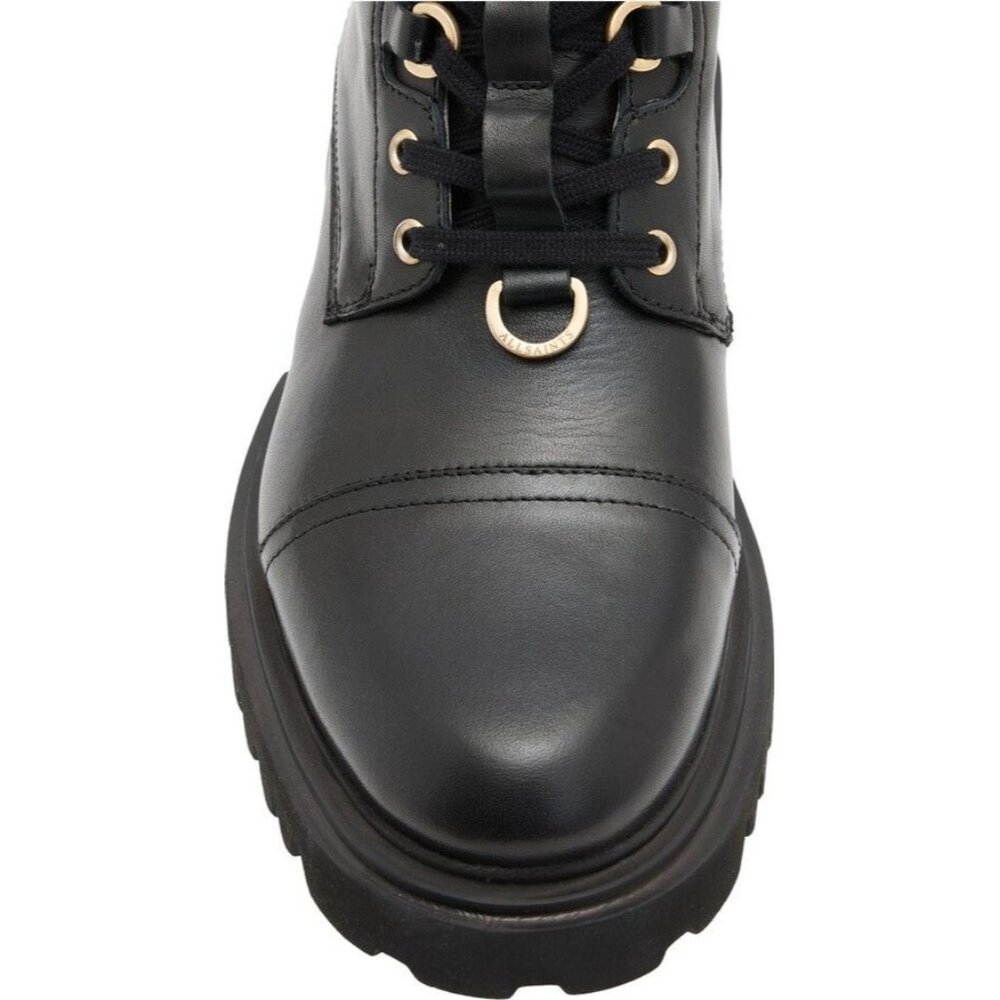 ๐ ALL SAINTS Lydia Ankle Moto Combat Boot 8 Black - Picture 3 of 14